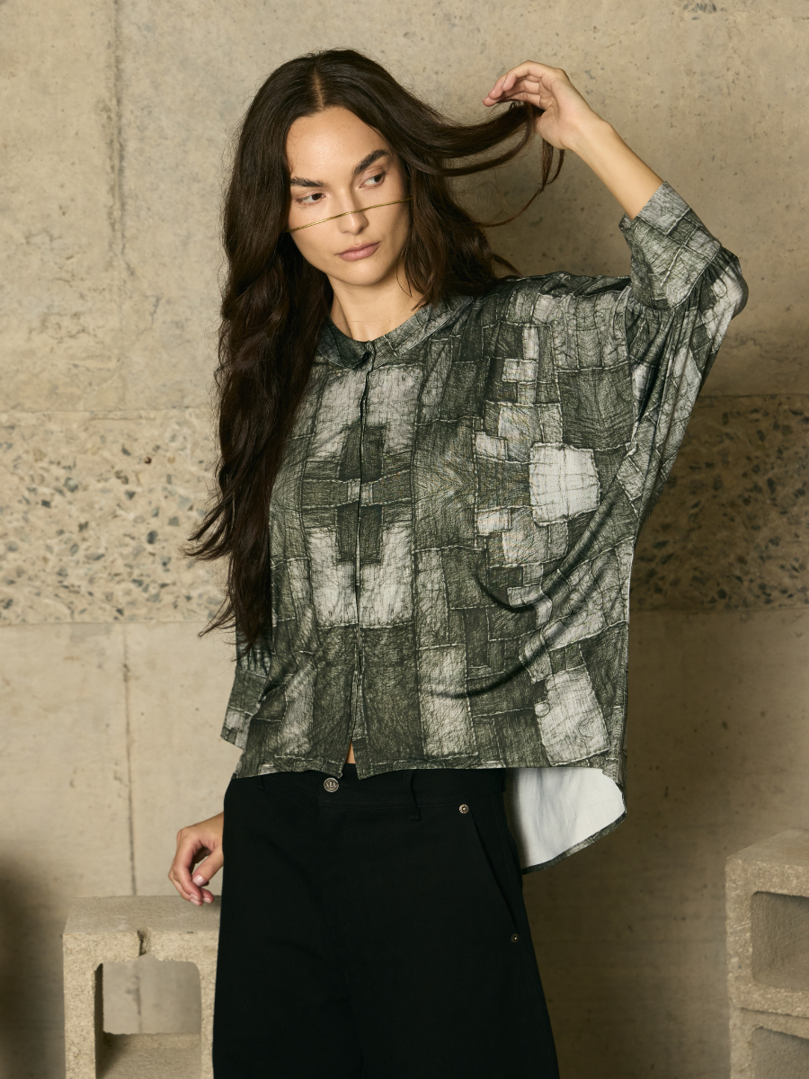 Square Blouse - B&W Patchwork