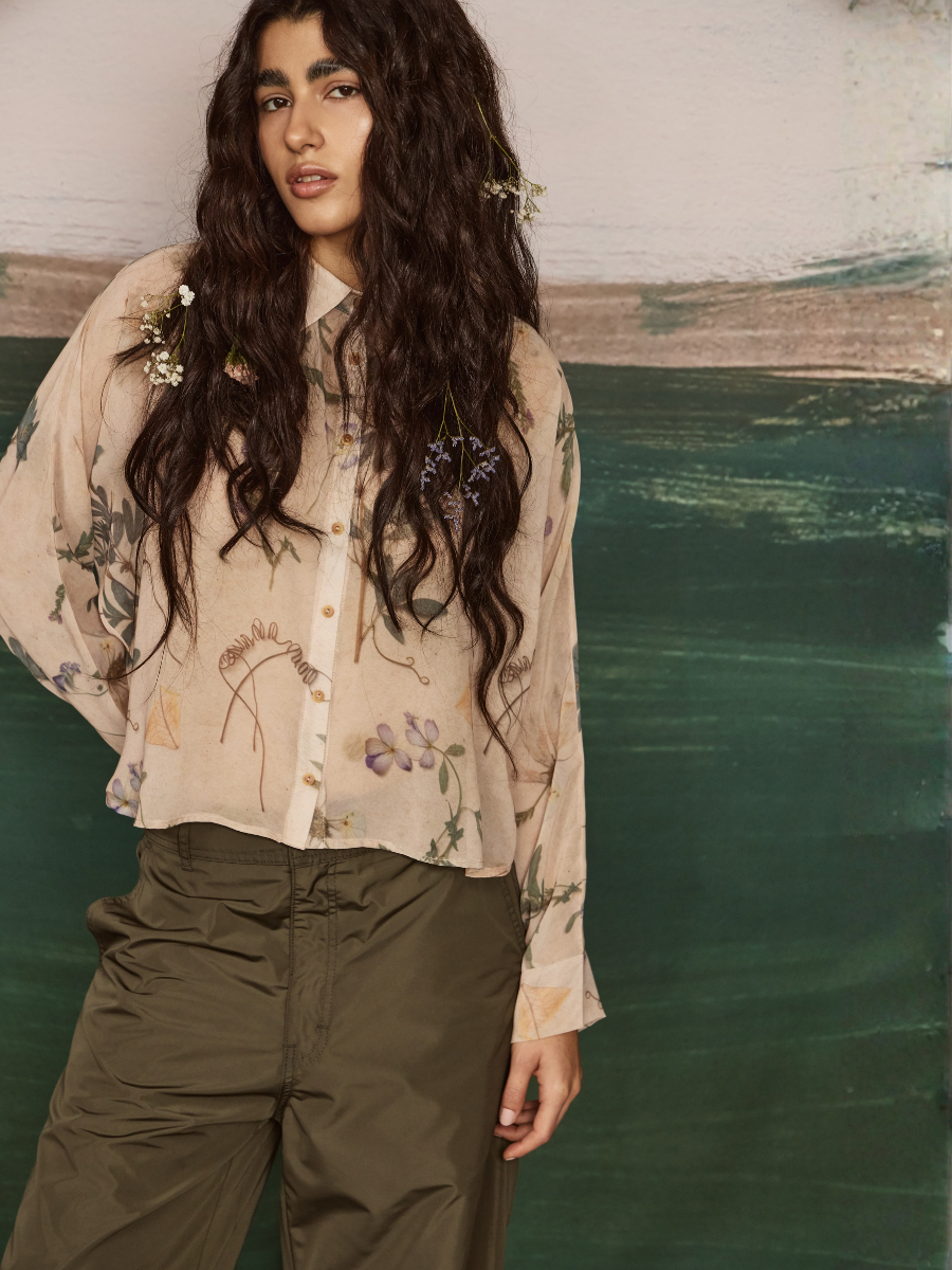 Japanese Sleeve Blouse - Pressed Flowers