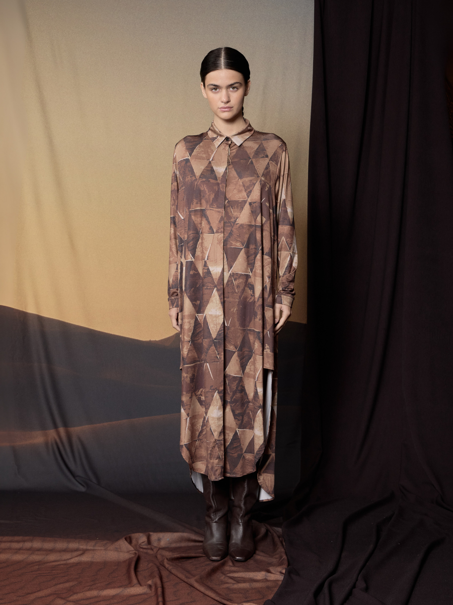 Tunic with Side Patches - Brown Triangles