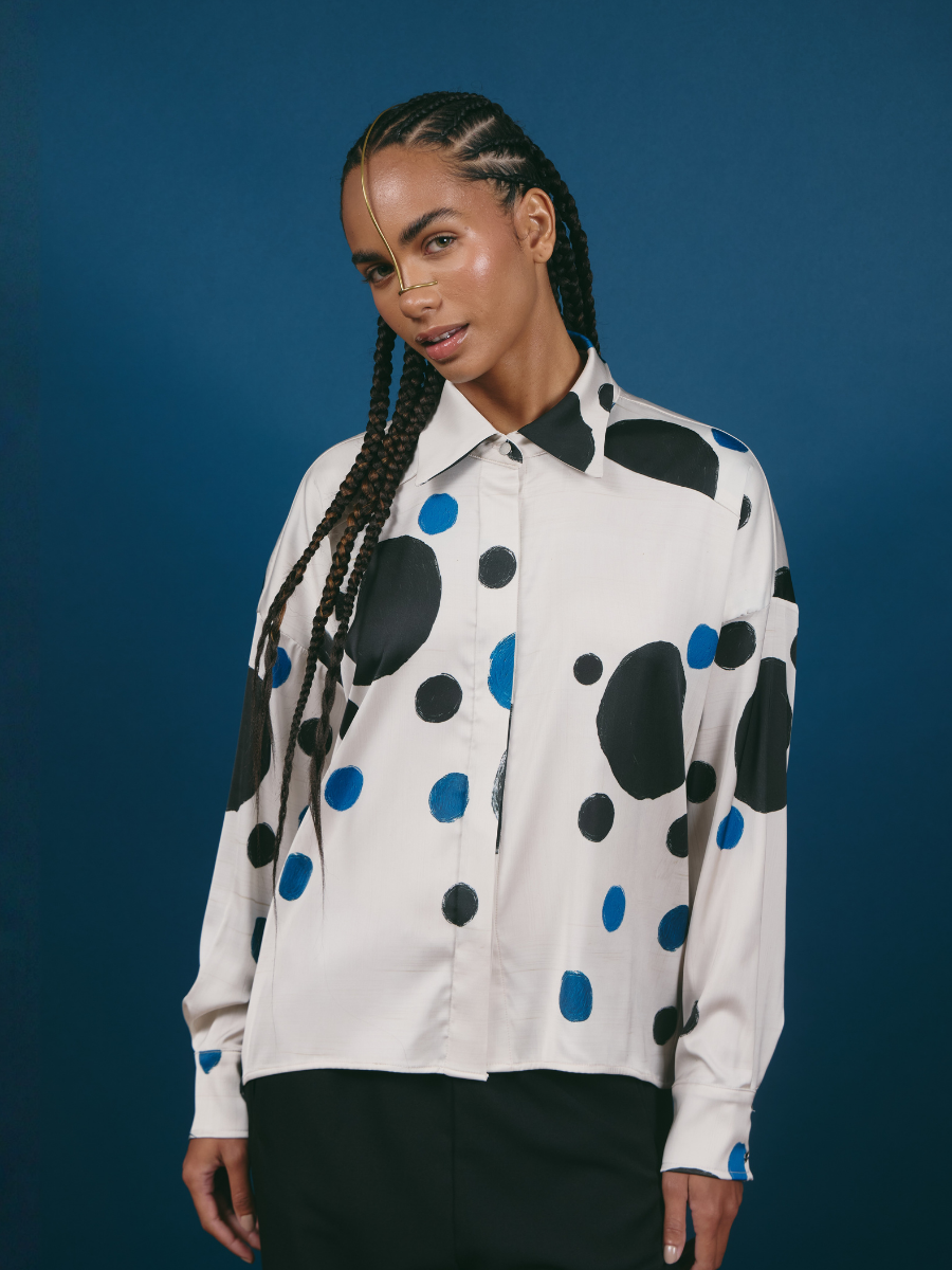 Satin Blouse - Dark Dots
