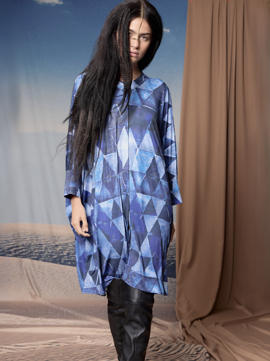 Square Tunic - Blue Triangles