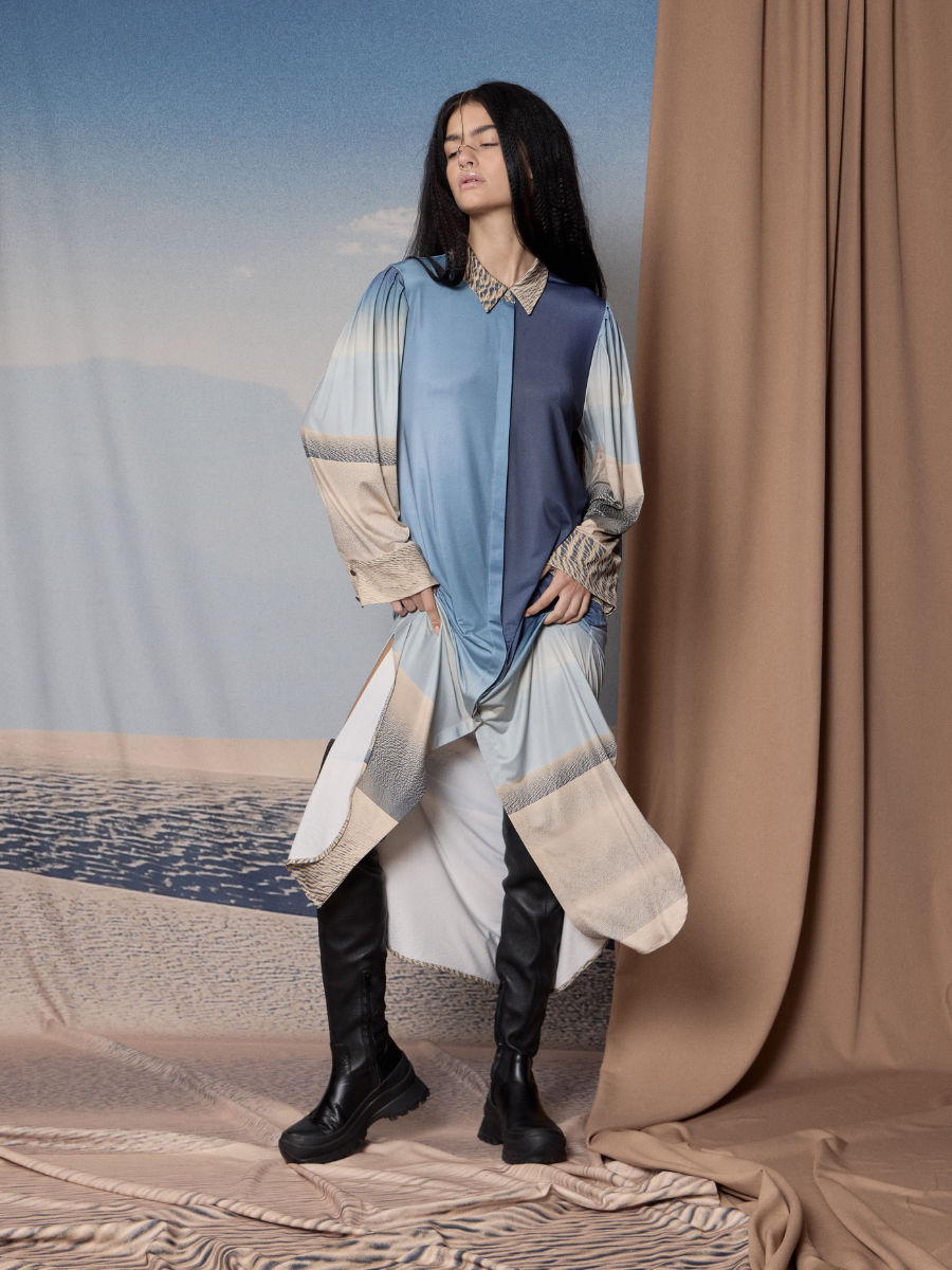 Tunic with Pleated Sleeves - Sunrise
