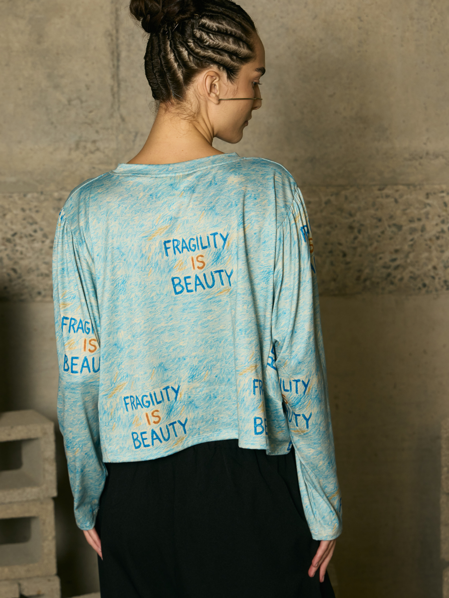 Long Sleeve Ruched T-Shirt - Fragility