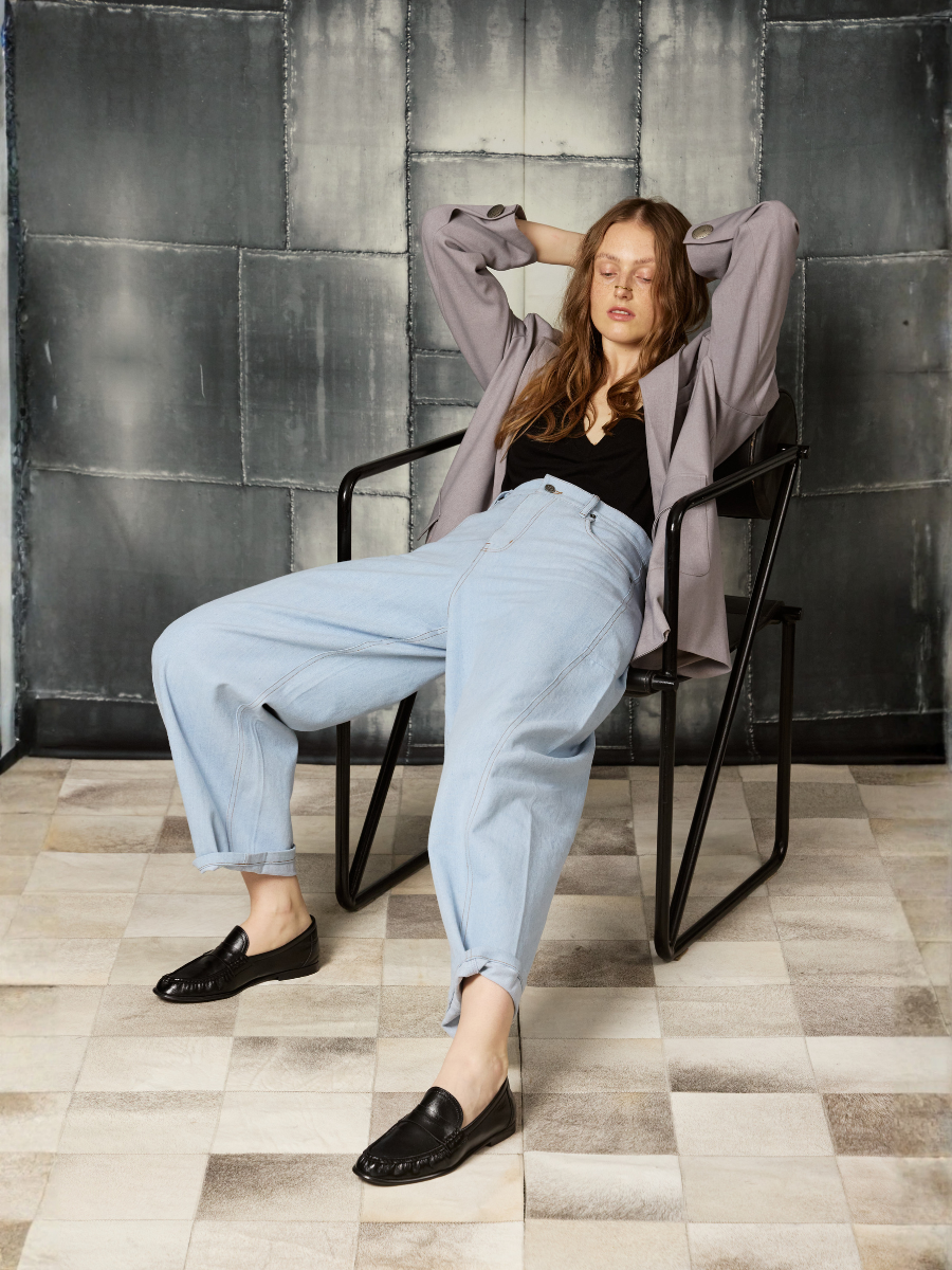 Denim Wide Horse Pants - Ice