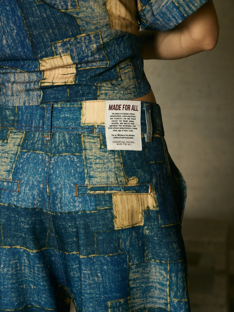 Barrel Pants - Blue Patchwork