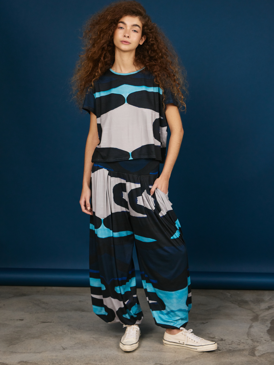 Comfy Pants - Blue Zigzag