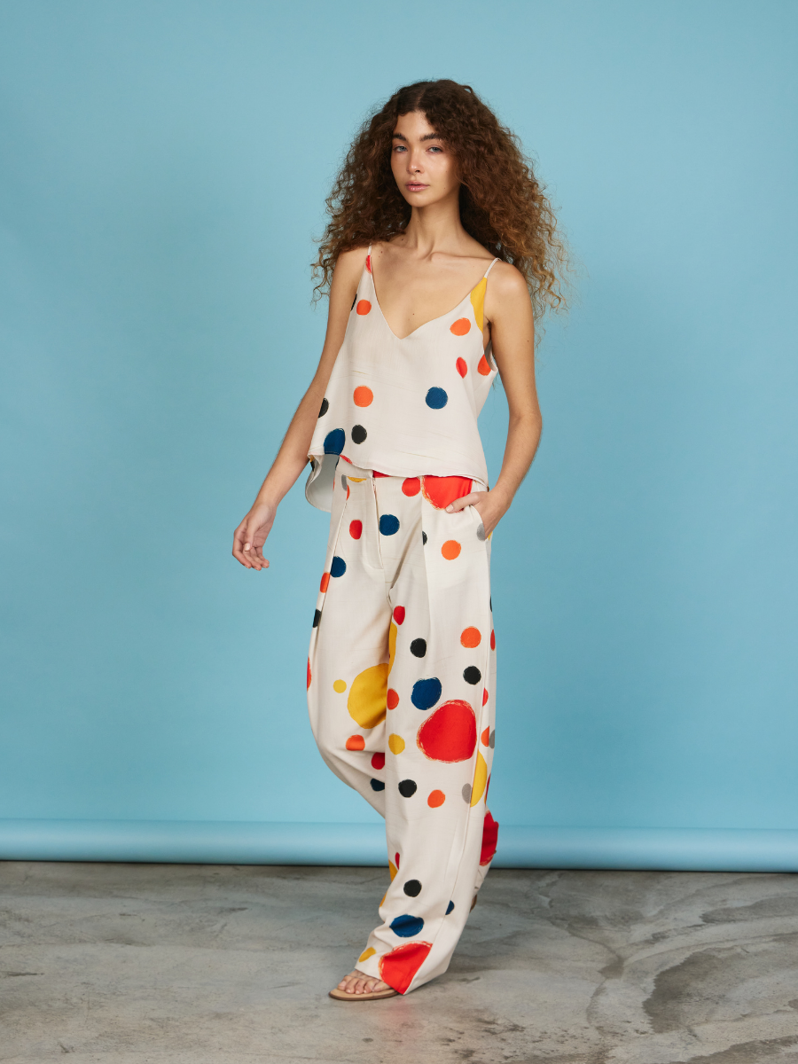 Pleated Pants - Multicolor Dots