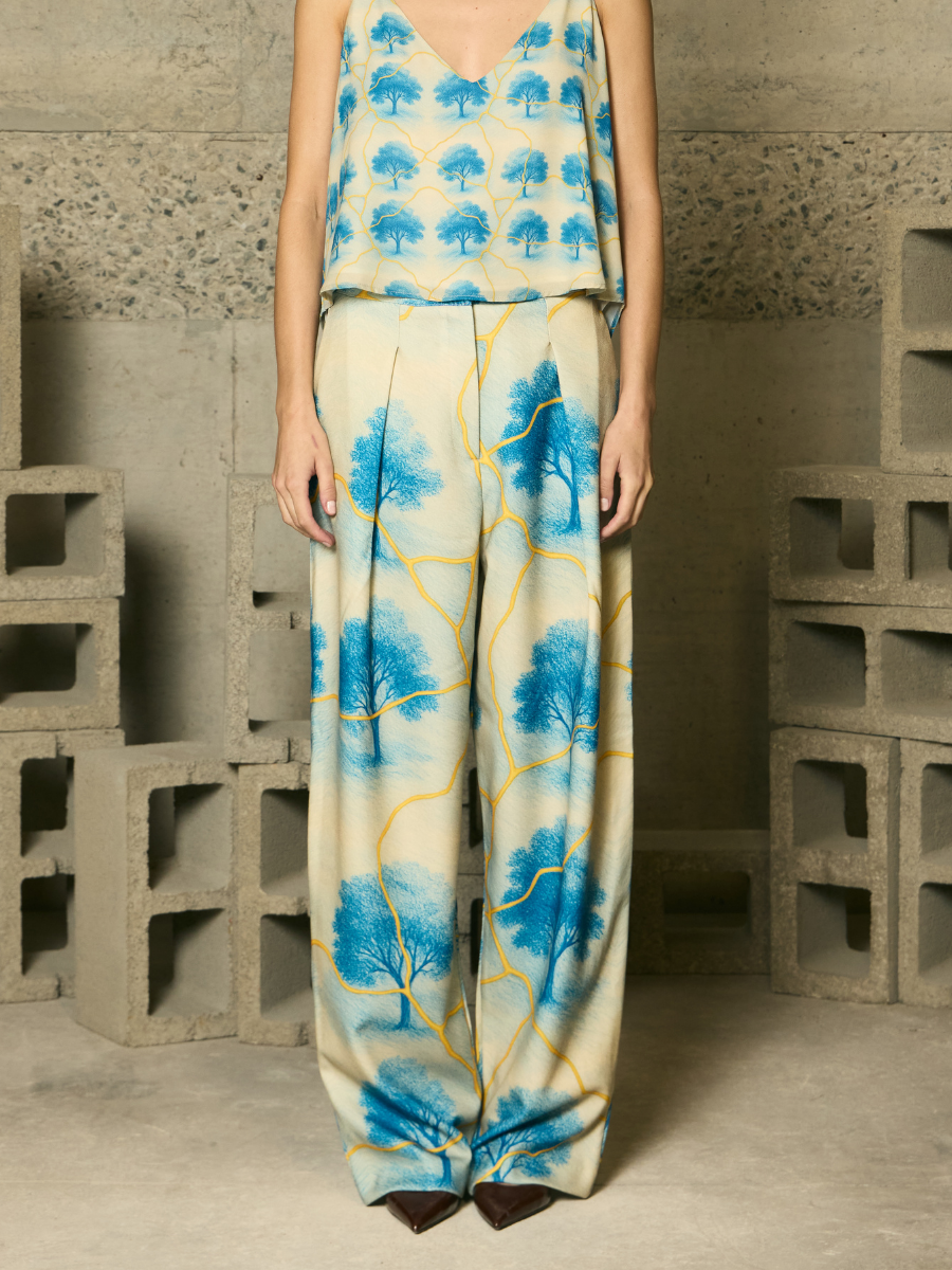 Deep Pleated Pants - Forest