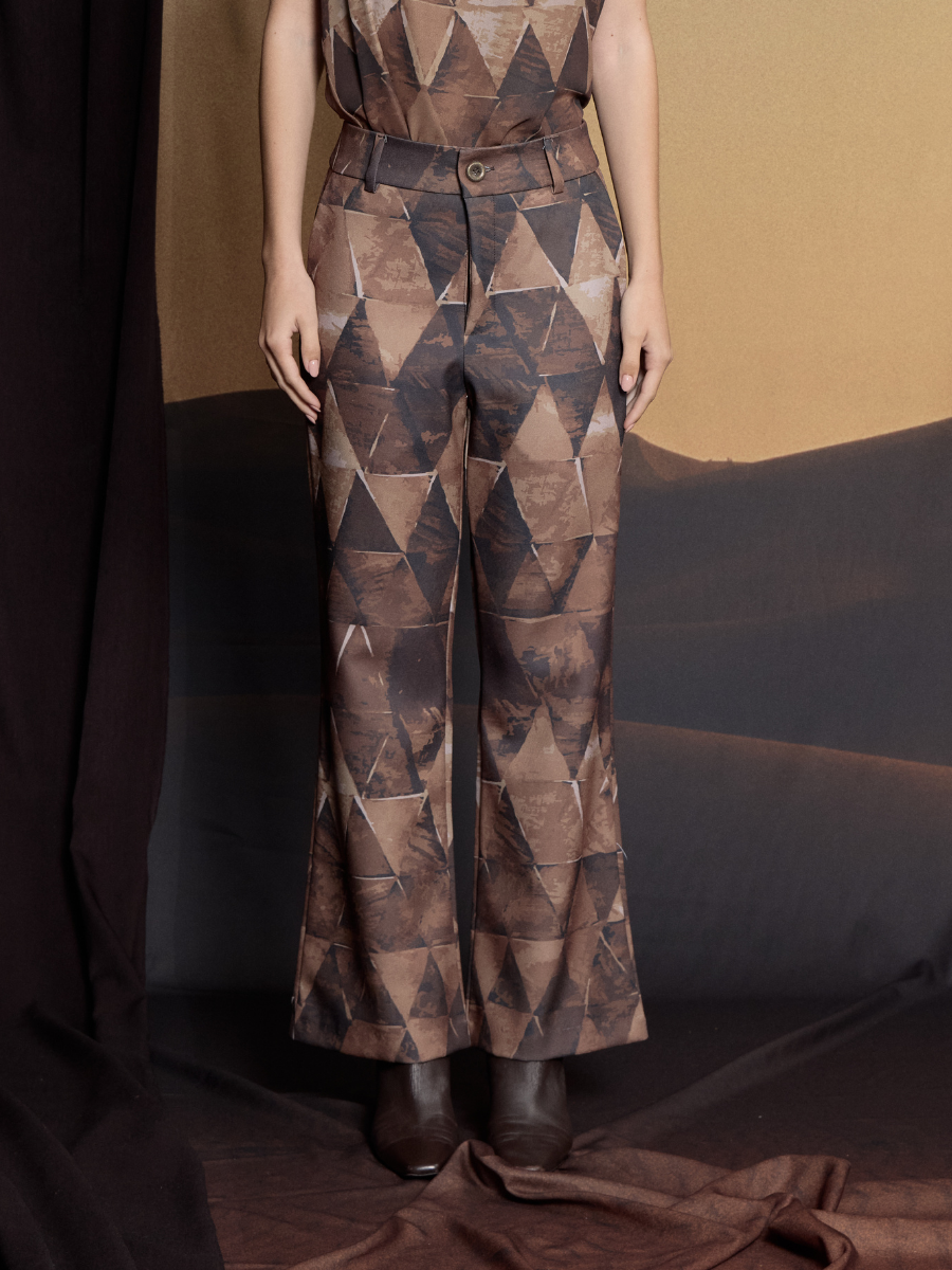 Flare Pants - Brown Triangles