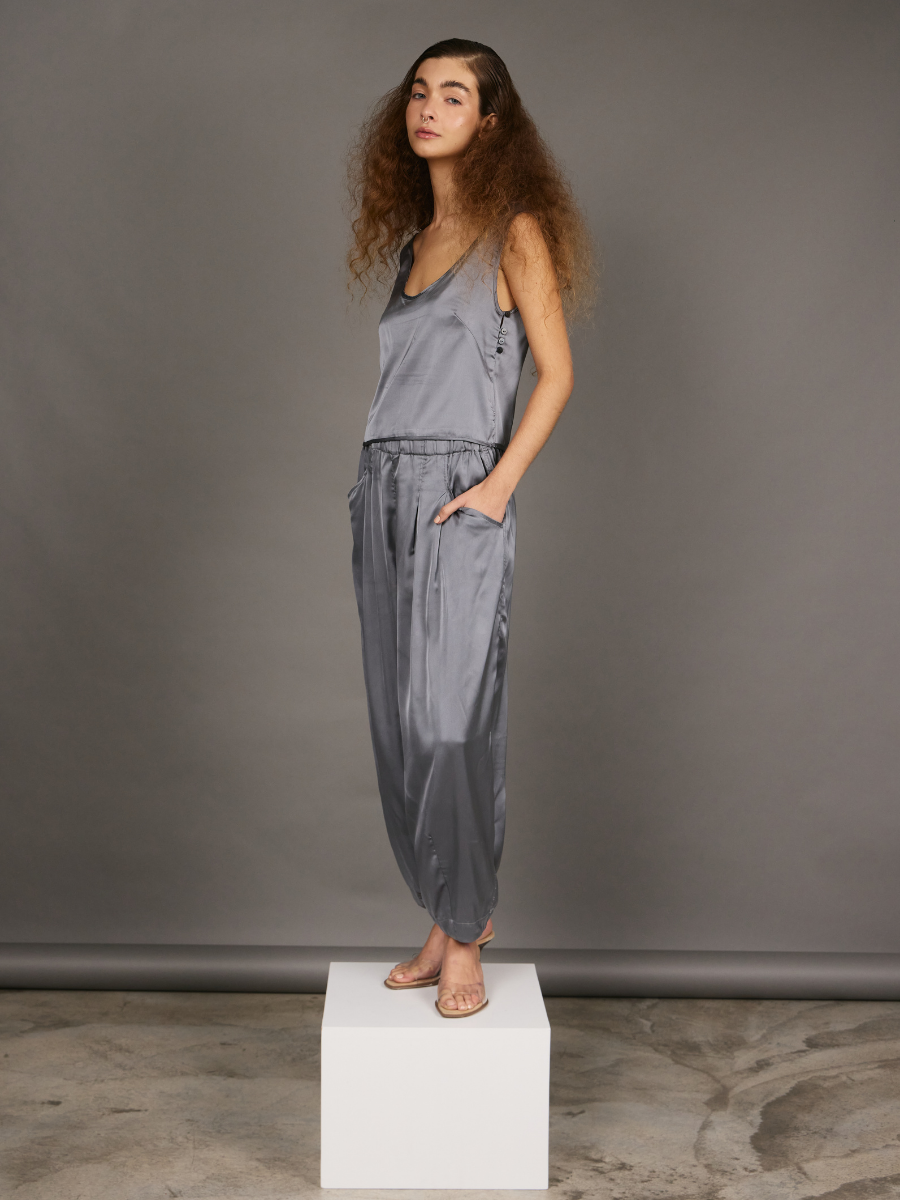 Satin Pants - Dark Grey