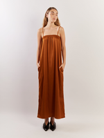 STRAIGHT DRESS WITH POCKETS -  CAMEL