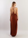 DRESS WITH CROSSED STRAPS - LIGHT BROWN