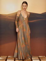 HIPPIE CHIC DRESS WITH GLOVES - CAMEL CHECK