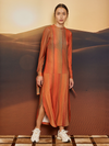 STRAIGHT DRESS WITH ROUNDED HEM - OCHRE PAINTING