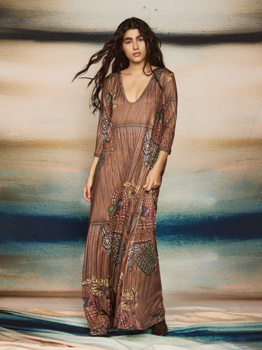 3/4 Sleeve Godet Dress - Baskets