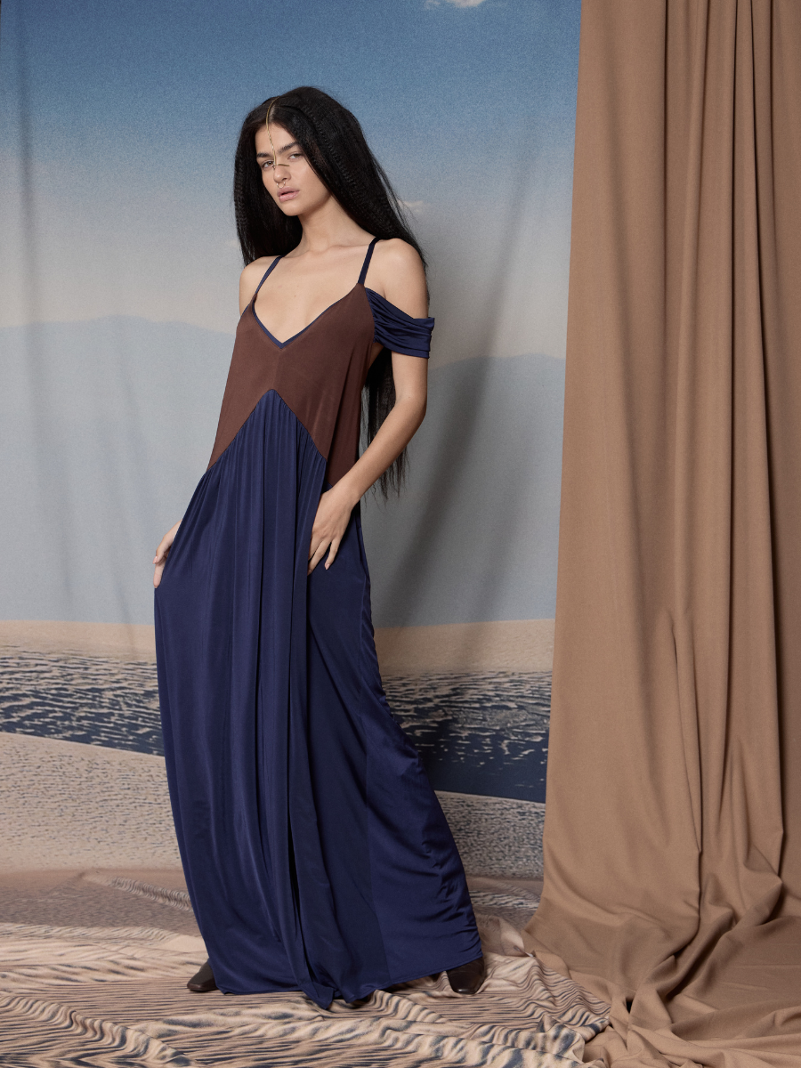 Hippie Dress - Blue/ Brown