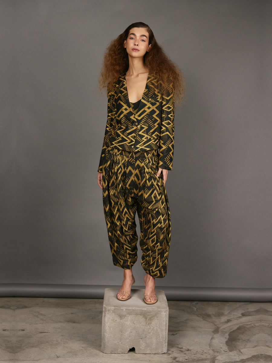 One-Button Cropped Blazer - Maze