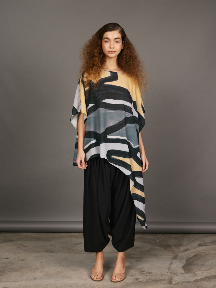 Asymmetric Top - Grey Zigzag