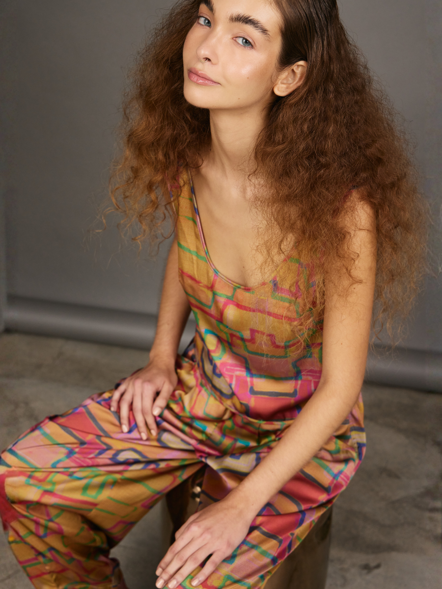 Satin Top - Multicolor Stairs