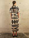 SHORT SLEEVE SIDE PATCHES BLOUSE - TRIBAL MAXI BLACK