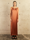 SILK DRESS WITH STRAPS - CAMEL  COLOR